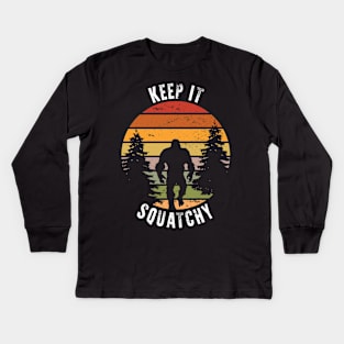 Bigfoot Yeti Keep it Squatchy Kids Long Sleeve T-Shirt